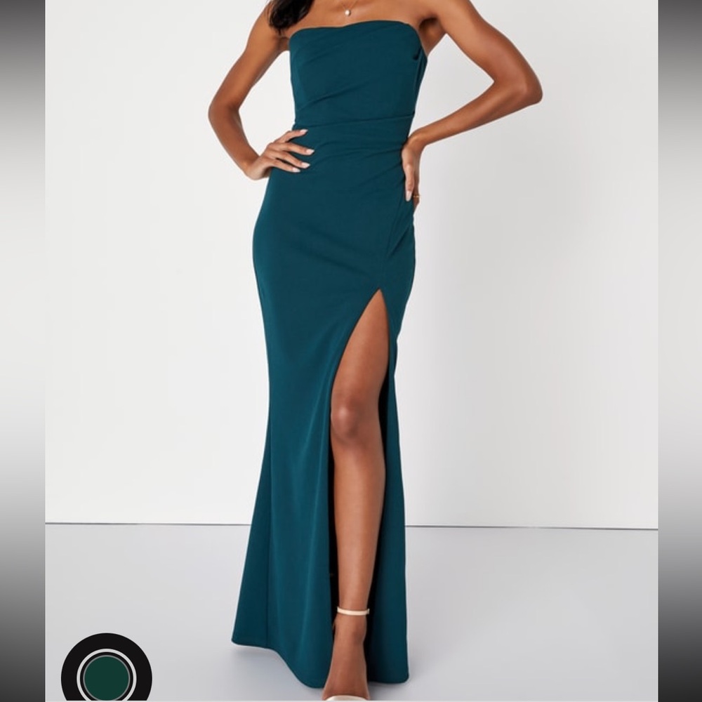 Lulus Emerald Green Pleated Strapless Maxi Dress